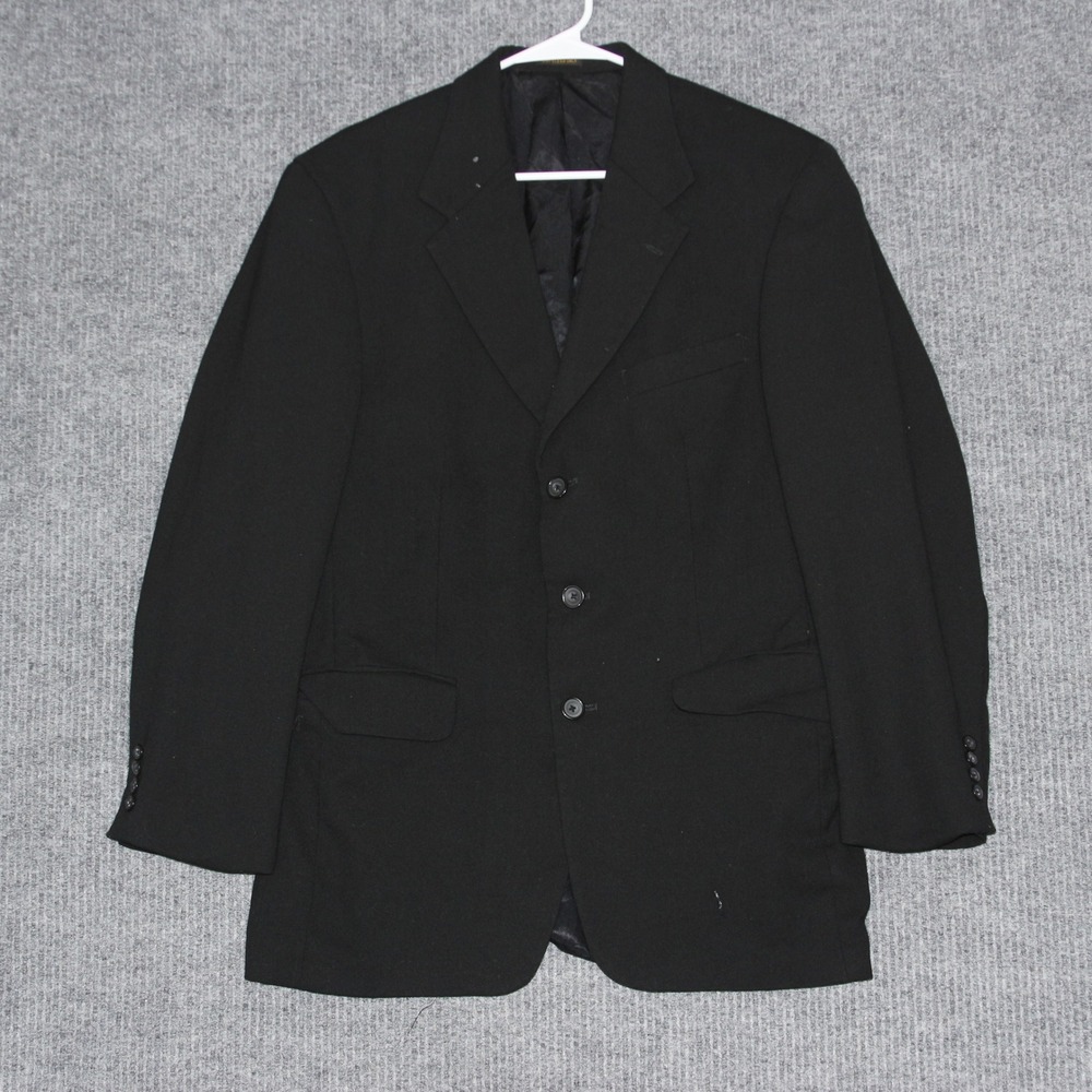 Oscar de‎ la Renta Menswear Black Wool Athletic Fit Blazer Sport Coat 40R